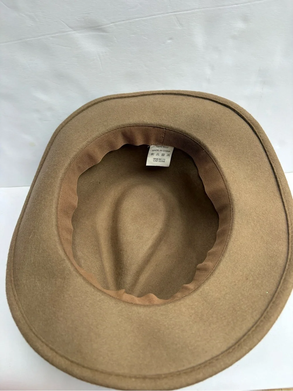Tan Wool Fedora Hat with Patterned Band - Women Accessories Farmcore